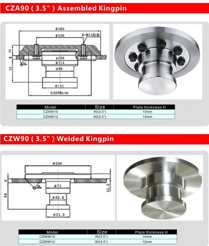 Factory Price 50mm 90mm 2&prime; 3.5&prime; Welding Kingpin Trailer Parts for Sale