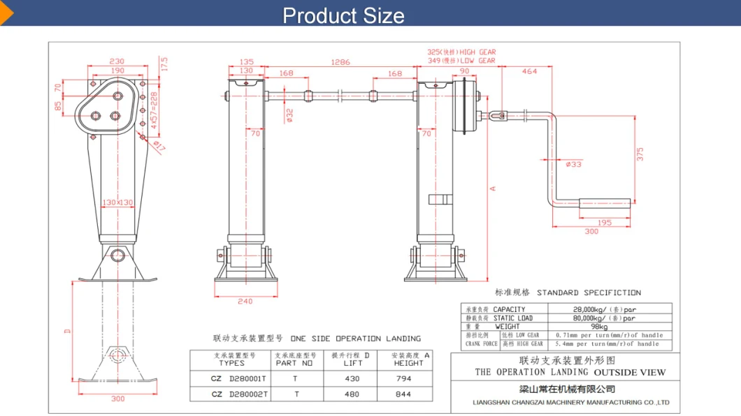 Landing Gear for 25t/28t/30t High Quality for Trailer Hot for Sell